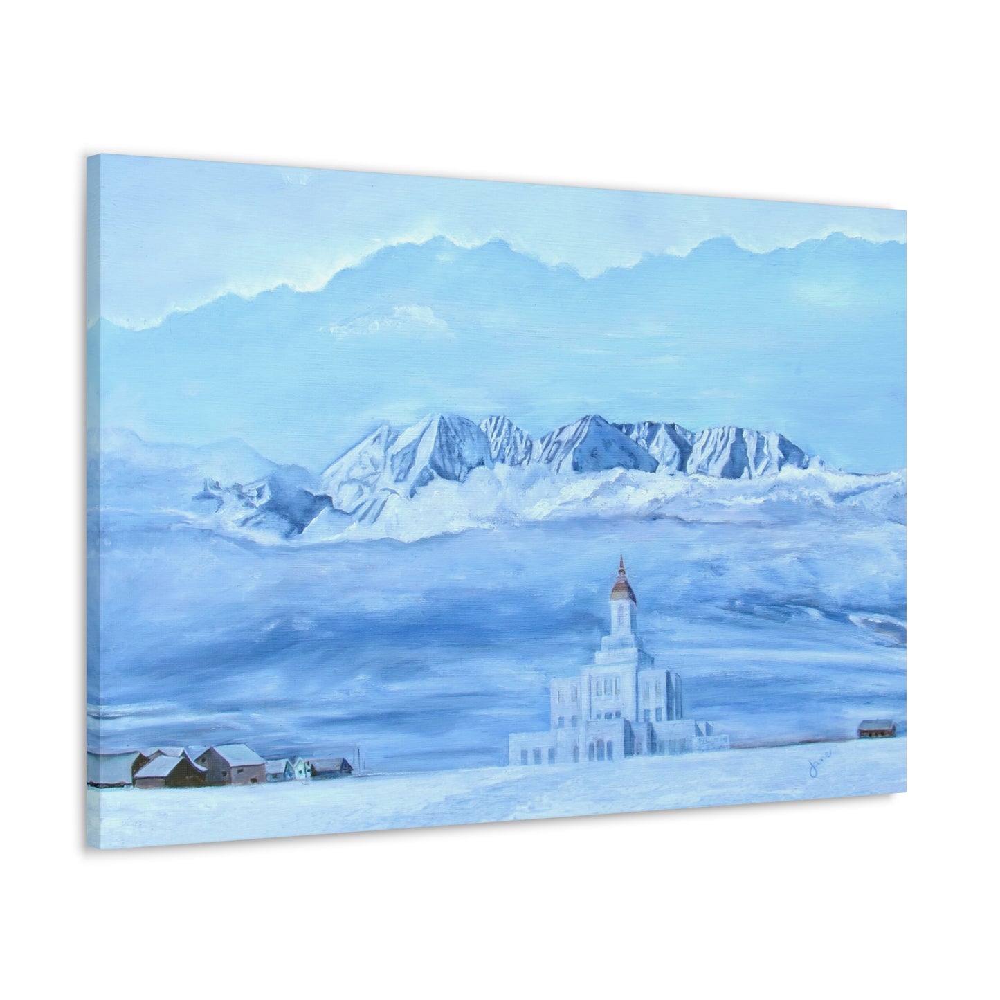 Canvas Gallery Wrap--Deseret Peak Temple--Hope in the Bleak of Winter, by Jane Autry