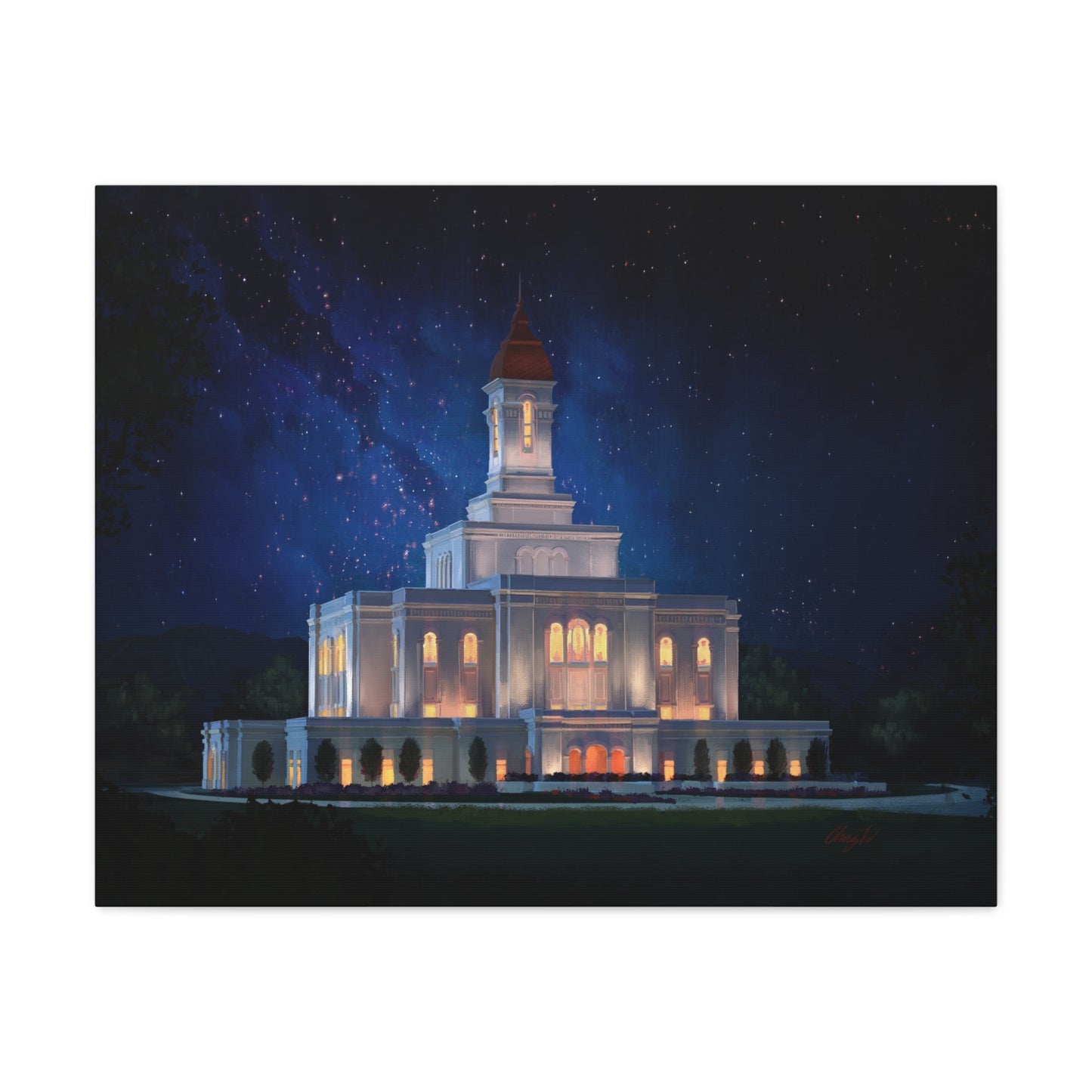 Canvas Gallery Wrap--Deseret Peak Temple--Night Sky, by Chaz Walgamott