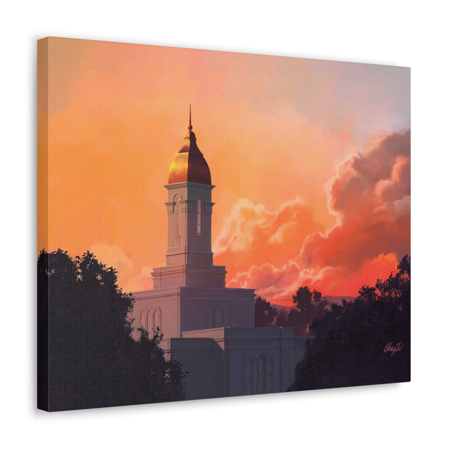 Canvas Gallery Wrap--Deseret Peak Temple--Sunset, by Chaz Walgamott