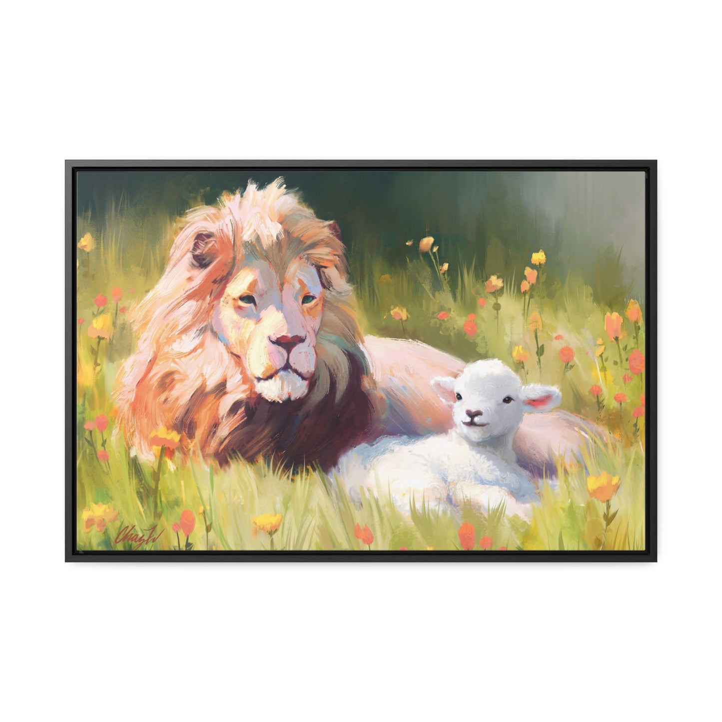 Stretched Canvas Print in Wood Frame--The Lamb and the Lion, by Chaz Walgamott