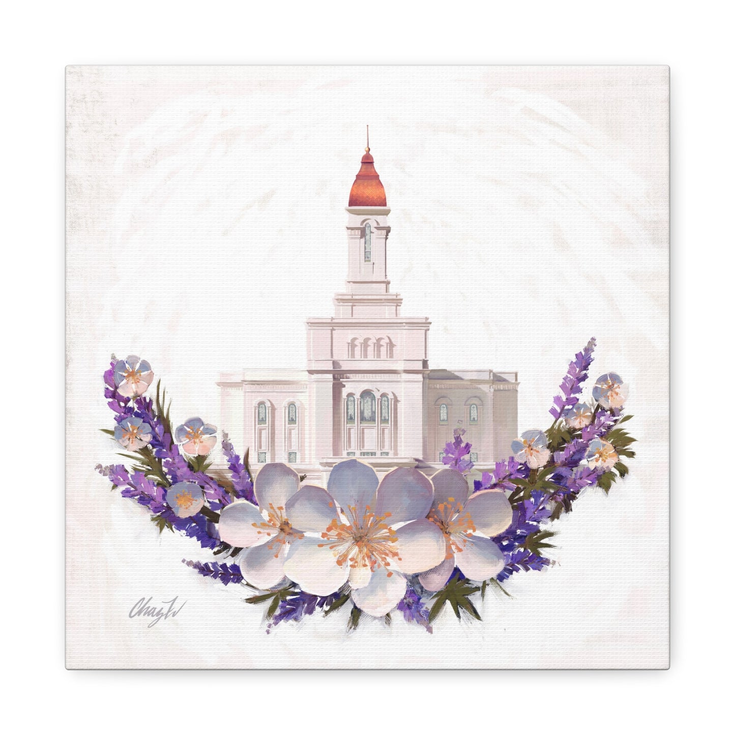 Canvas Gallery Wrap--Deseret Peak Temple--Floral Wreath, by Chaz Walgamott