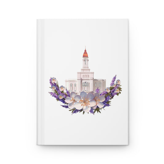 Hardcover Journal with ruled lines, featuring "Deseret Peak Temple--Floral Wreath" by Chaz Walgamott