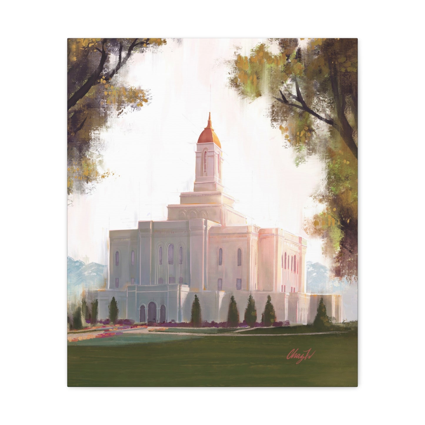 Canvas Gallery Wrap--Deseret Peak Temple--Golden, by Chaz Walgamott