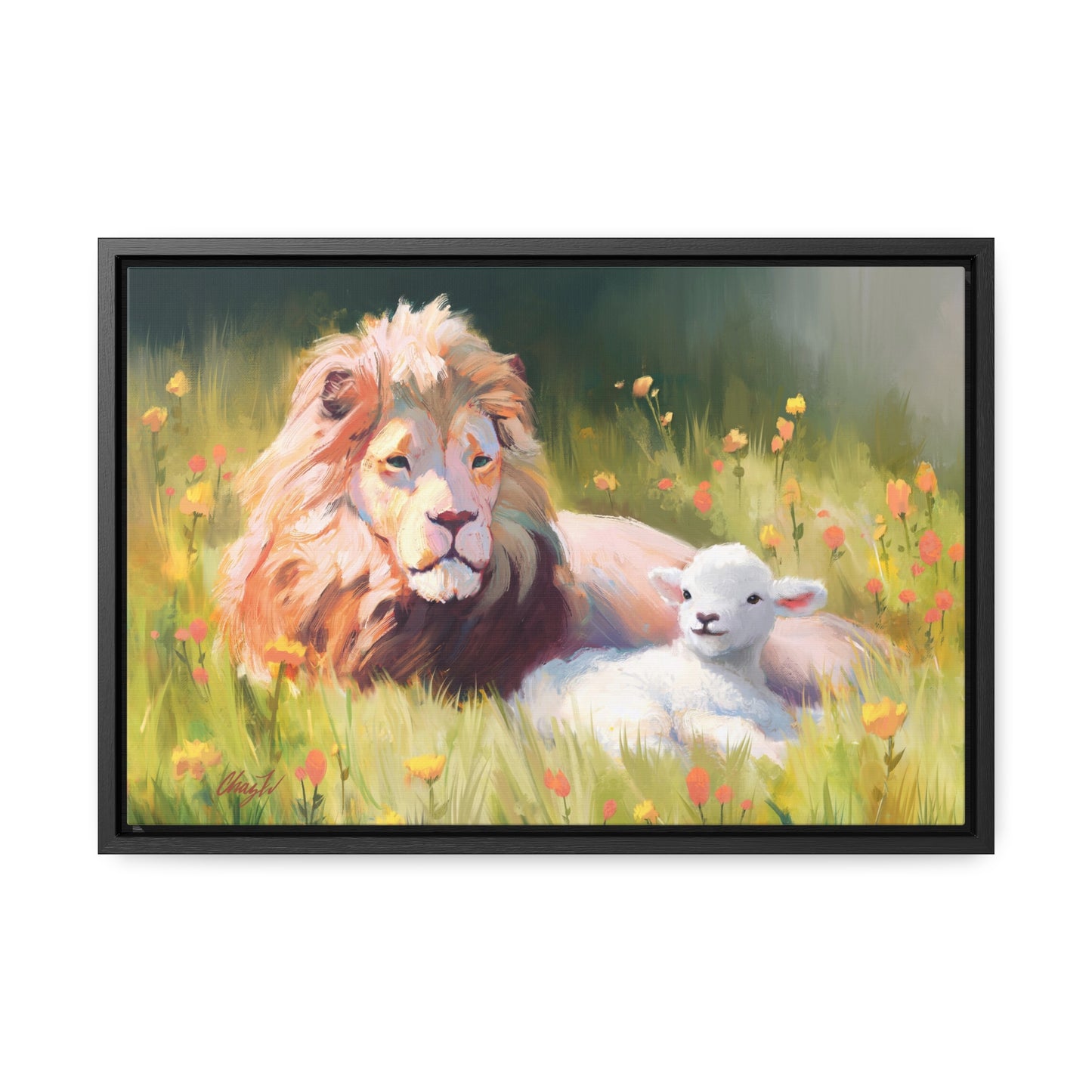 Stretched Canvas Print in Wood Frame--The Lamb and the Lion, by Chaz Walgamott