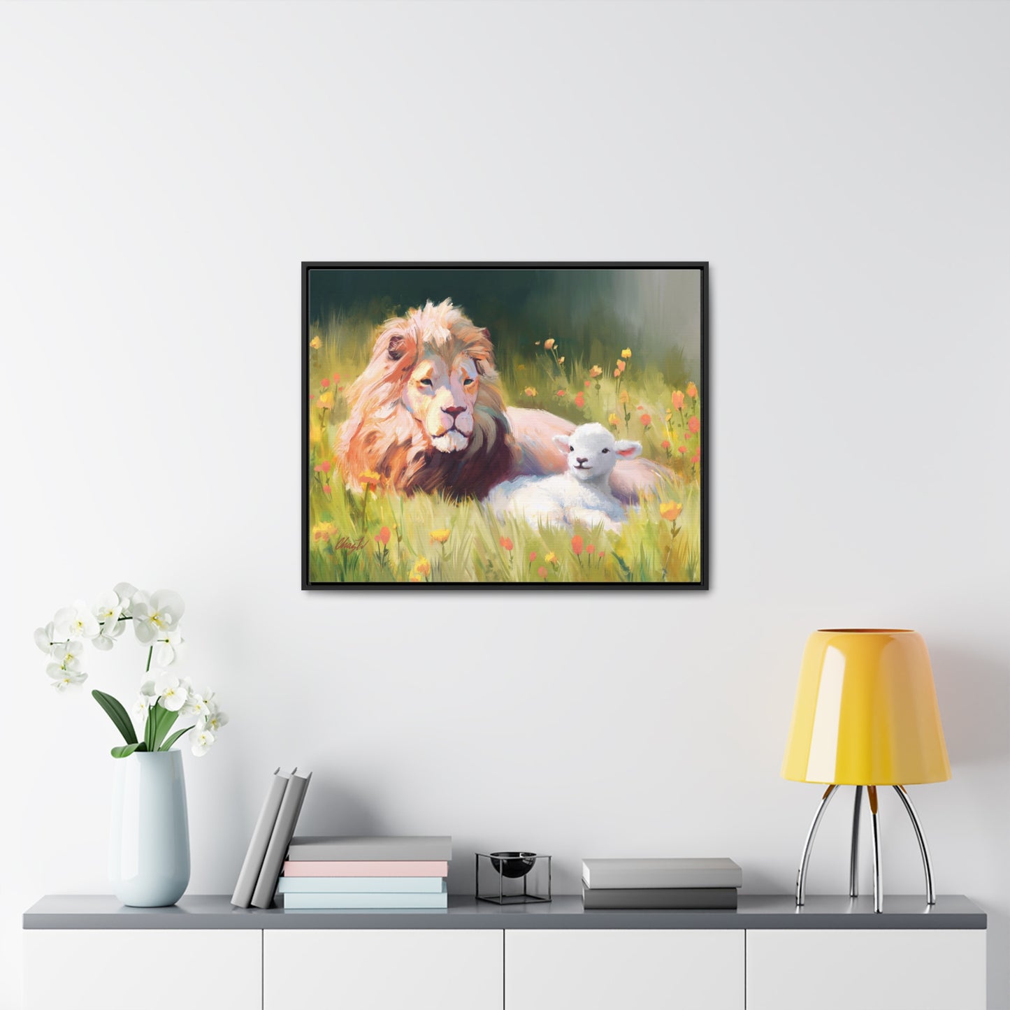 Stretched Canvas Print in Wood Frame--The Lamb and the Lion, by Chaz Walgamott