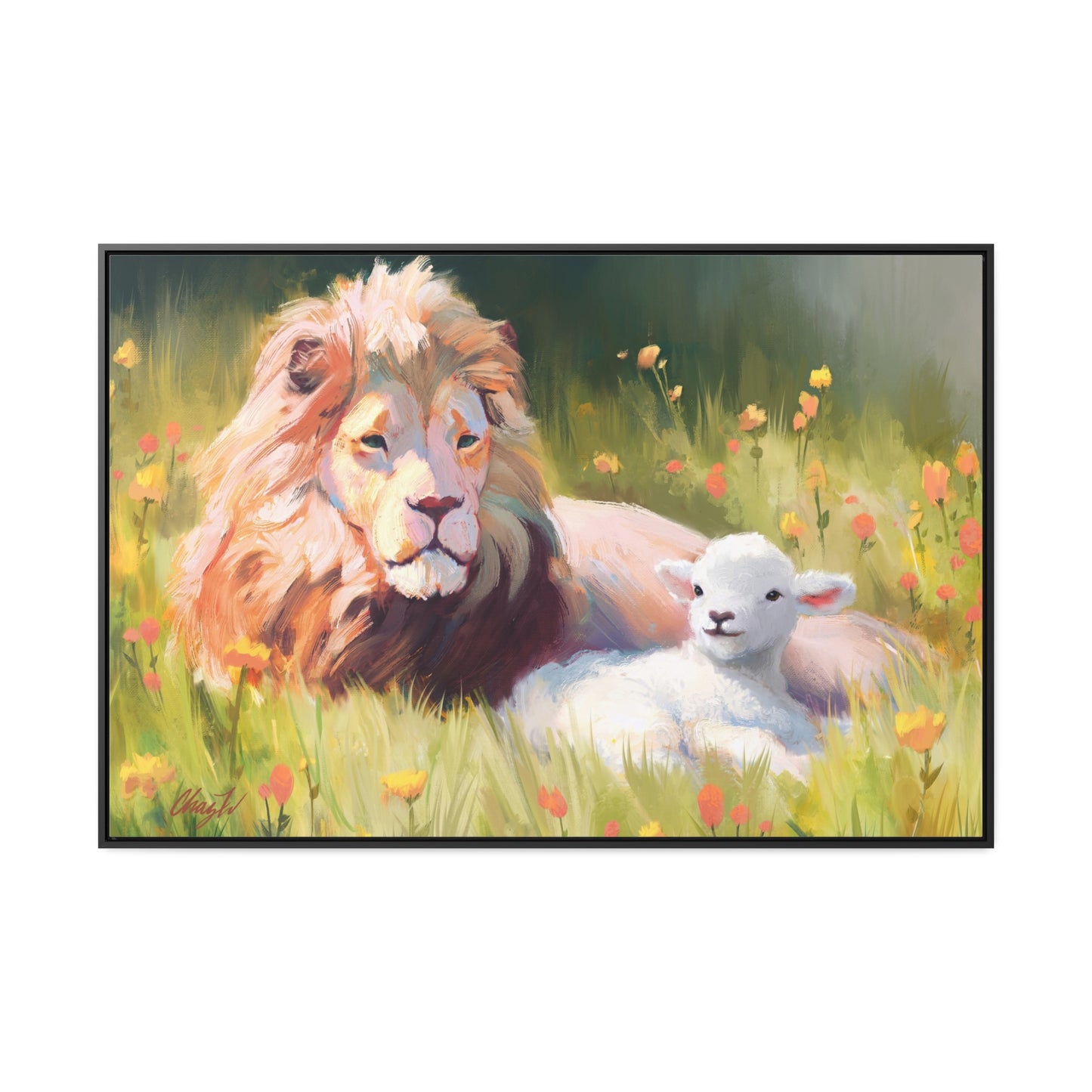 Stretched Canvas Print in Wood Frame--The Lamb and the Lion, by Chaz Walgamott