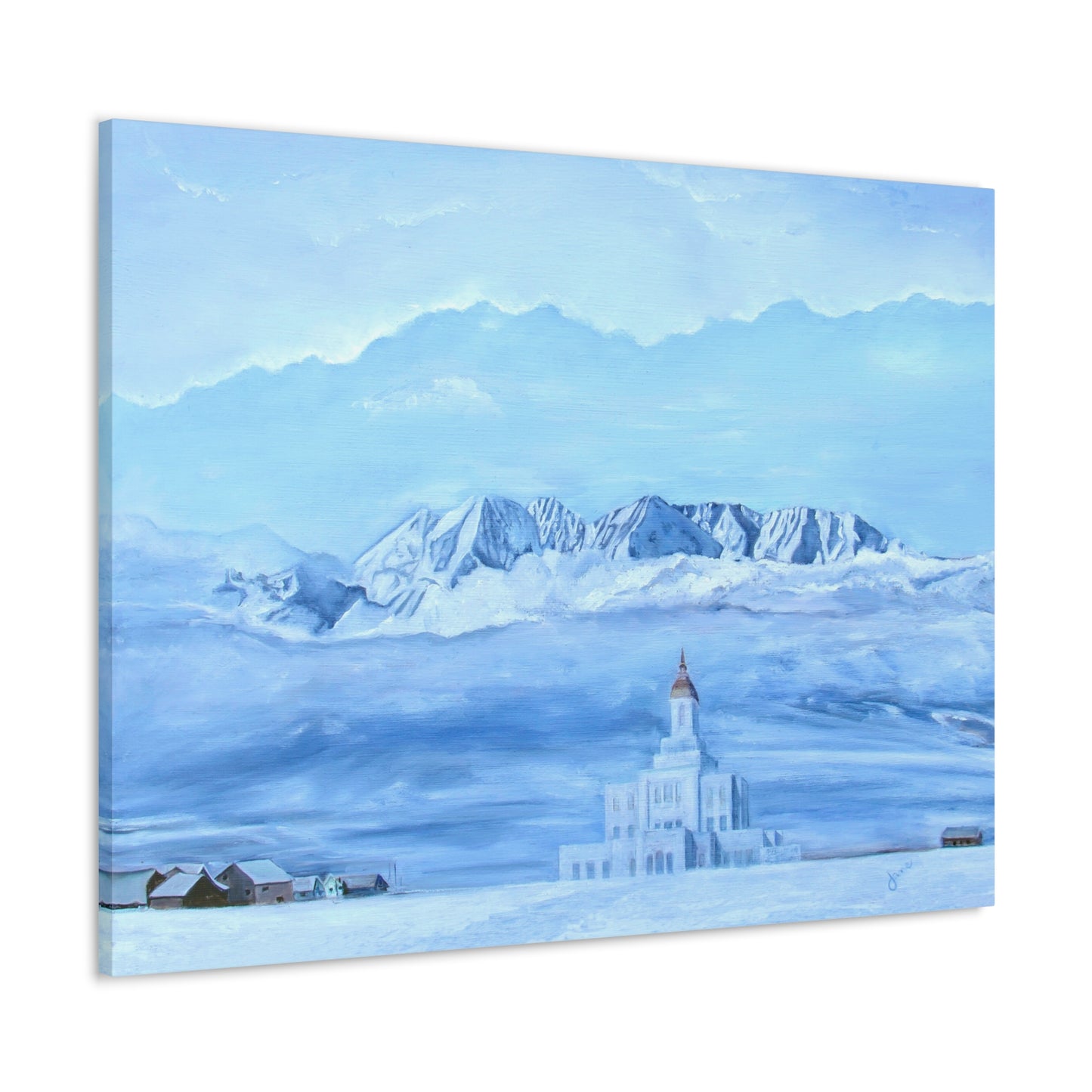 Canvas Gallery Wrap--Deseret Peak Temple--Hope in the Bleak of Winter, by Jane Autry