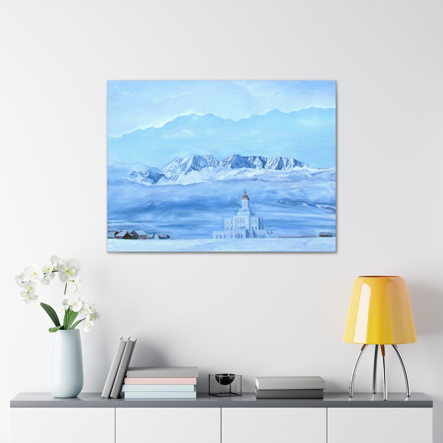 Canvas Gallery Wrap--Deseret Peak Temple--Hope in the Bleak of Winter, by Jane Autry