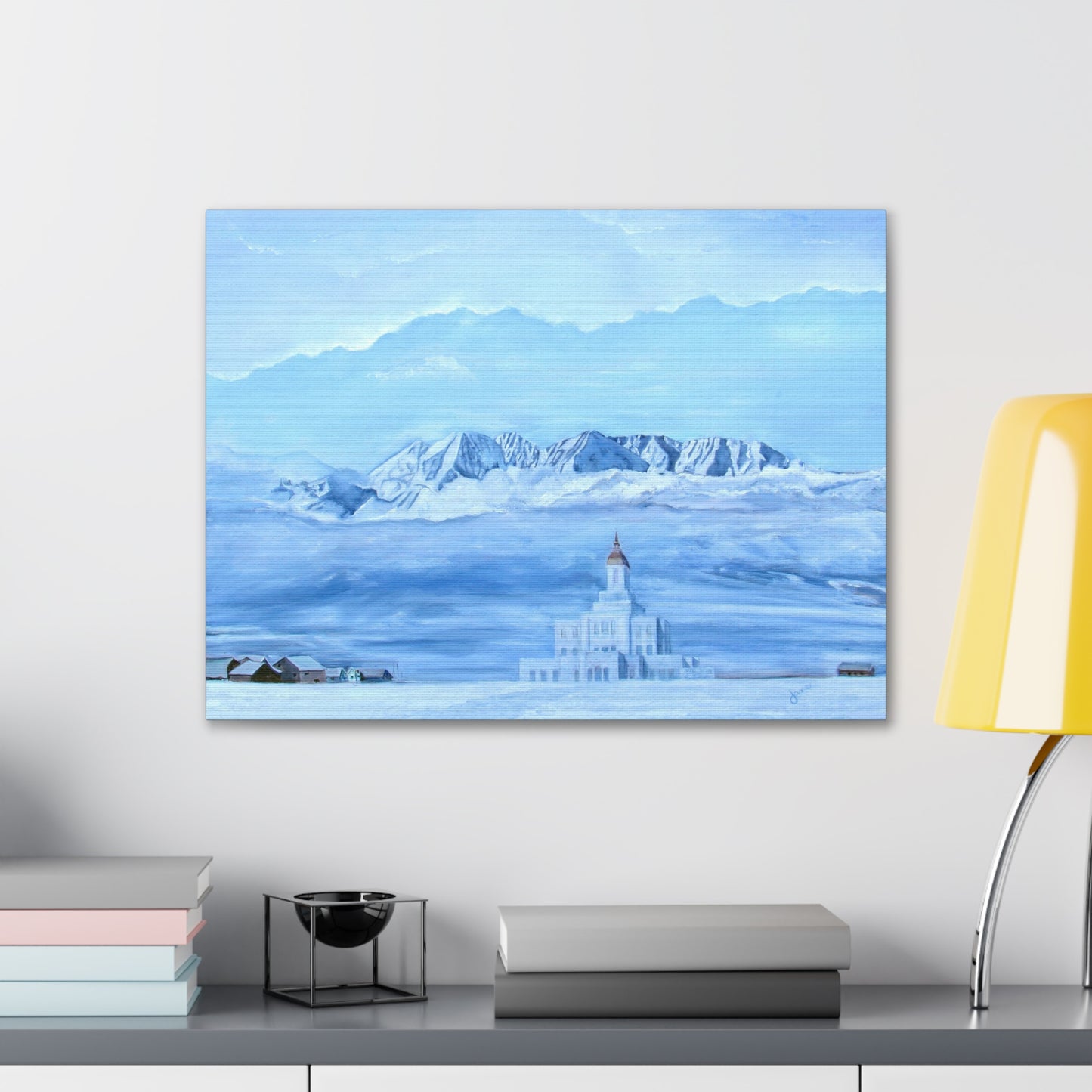 Canvas Gallery Wrap--Deseret Peak Temple--Hope in the Bleak of Winter, by Jane Autry