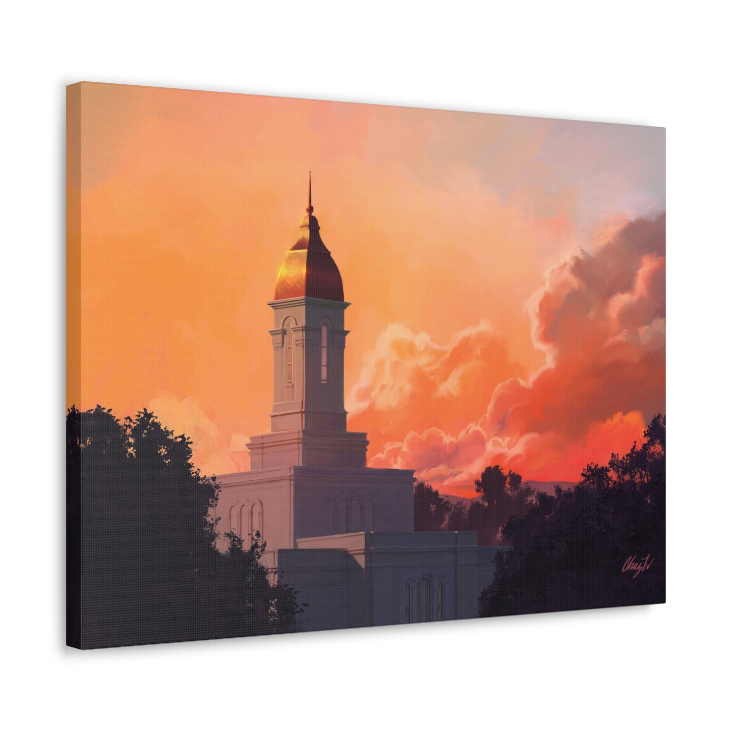 Canvas Gallery Wrap--Deseret Peak Temple--Sunset, by Chaz Walgamott