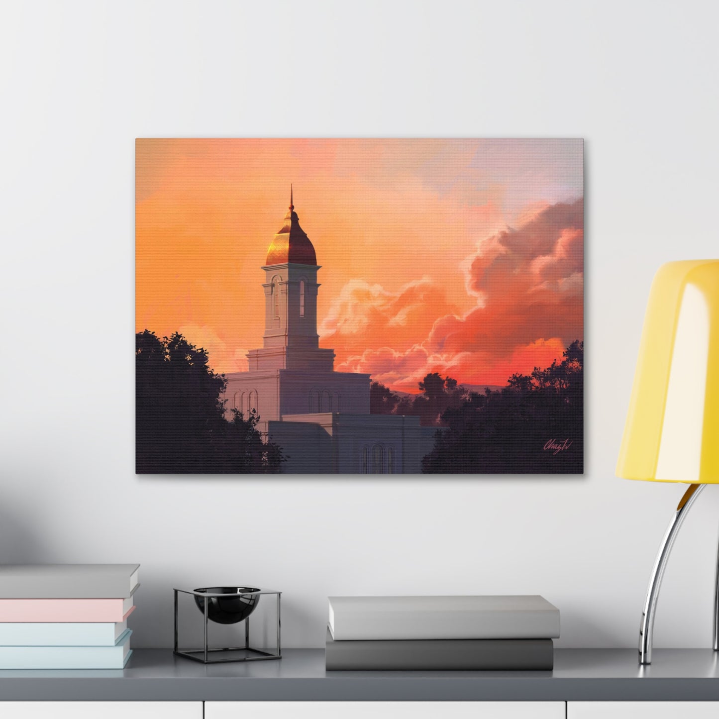 Canvas Gallery Wrap--Deseret Peak Temple--Sunset, by Chaz Walgamott