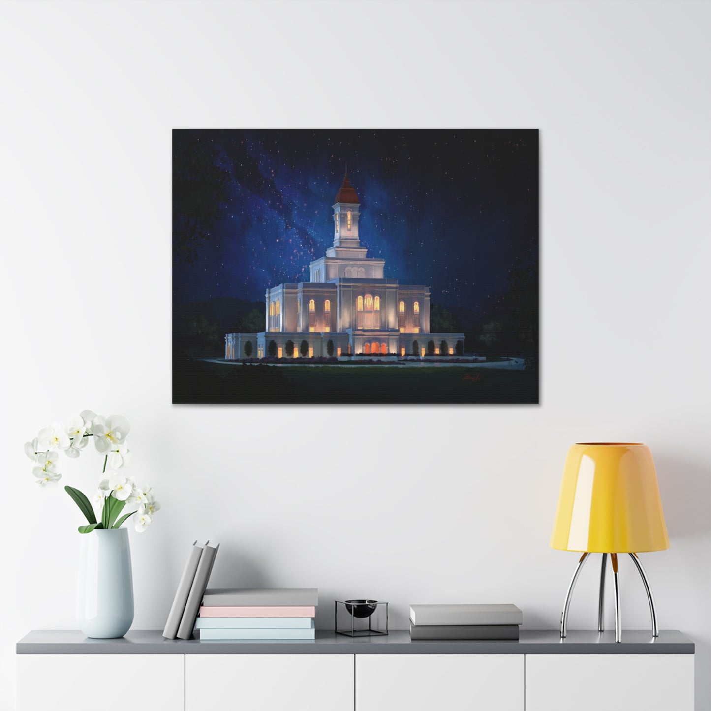 Canvas Gallery Wrap--Deseret Peak Temple--Night Sky, by Chaz Walgamott