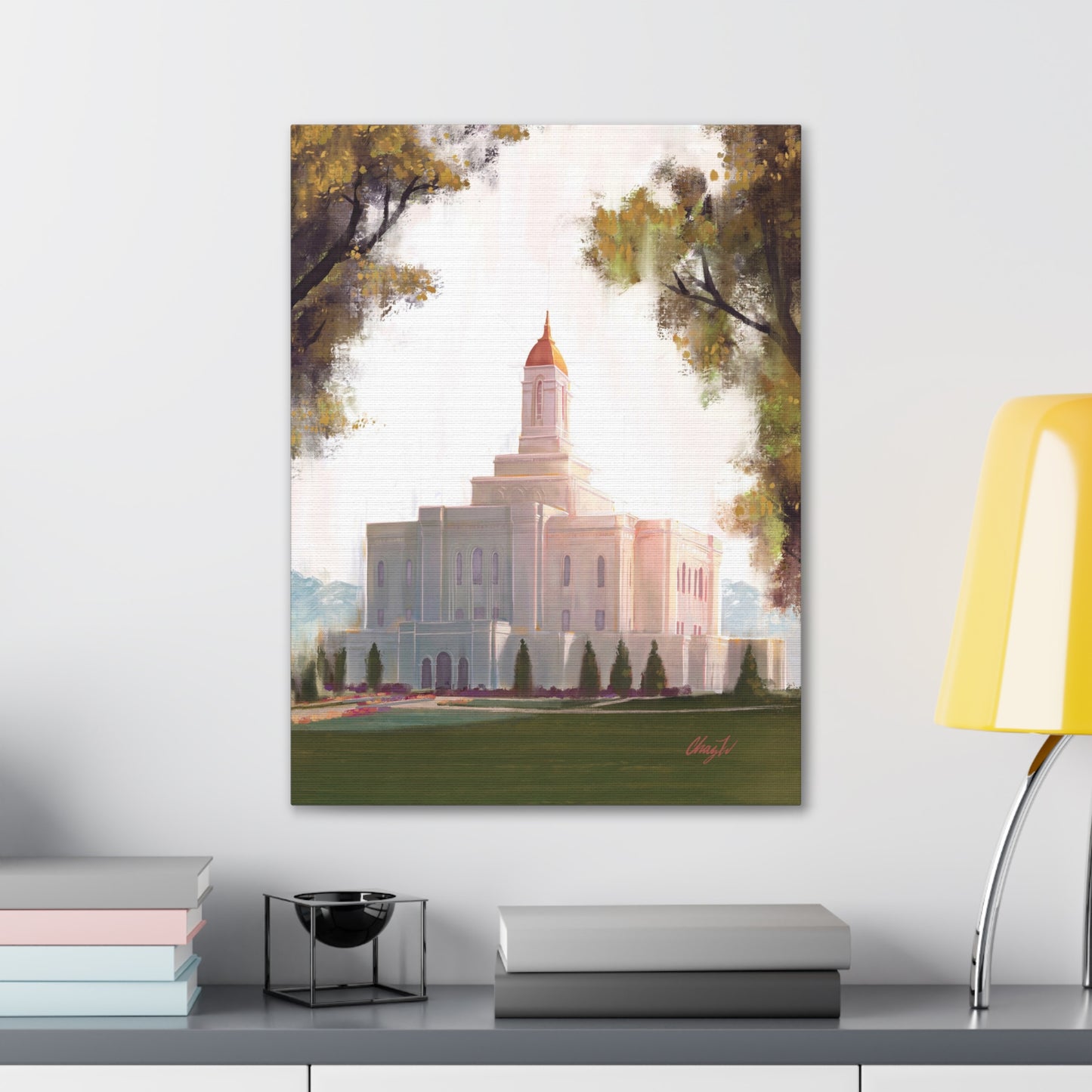 Canvas Gallery Wrap--Deseret Peak Temple--Golden, by Chaz Walgamott