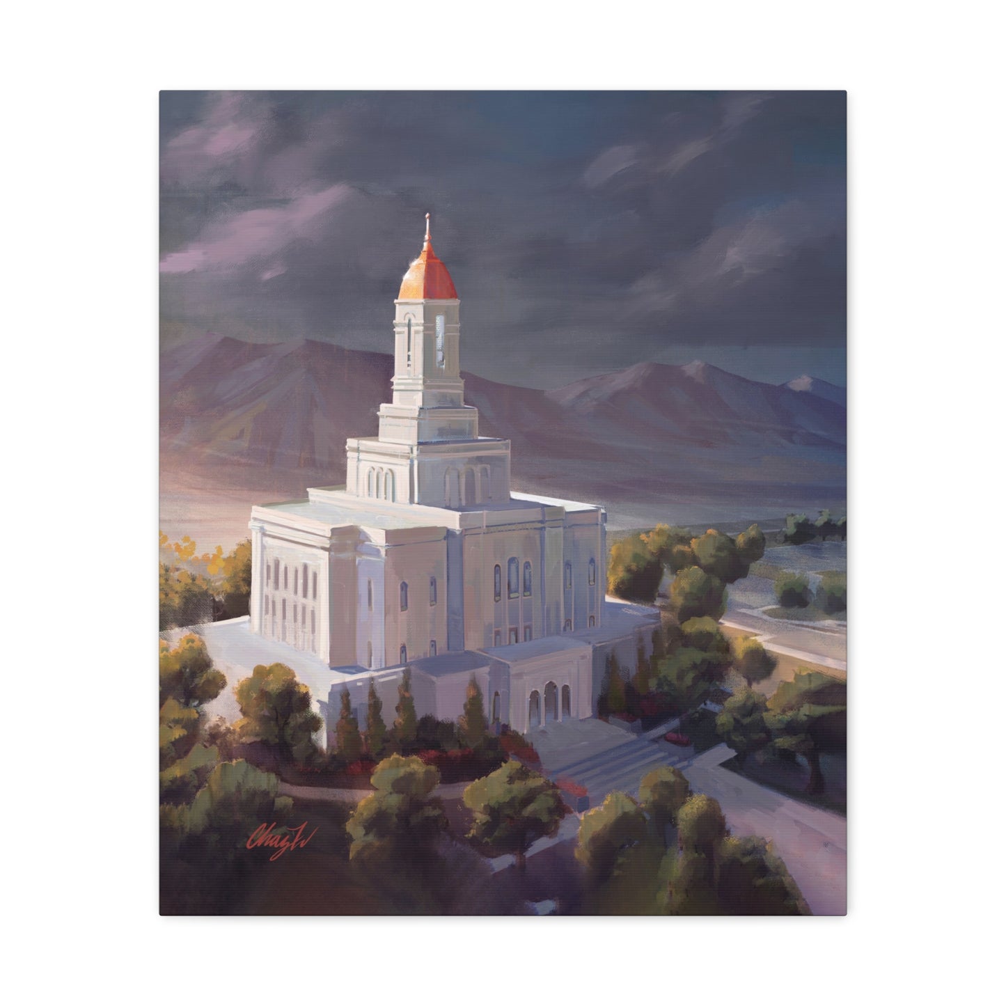 Canvas Gallery Wrap--Deseret Peak Temple--After the Storm, by Chaz Walgamott