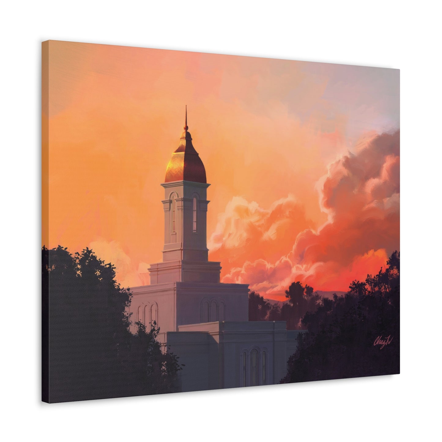 Canvas Gallery Wrap--Deseret Peak Temple--Sunset, by Chaz Walgamott