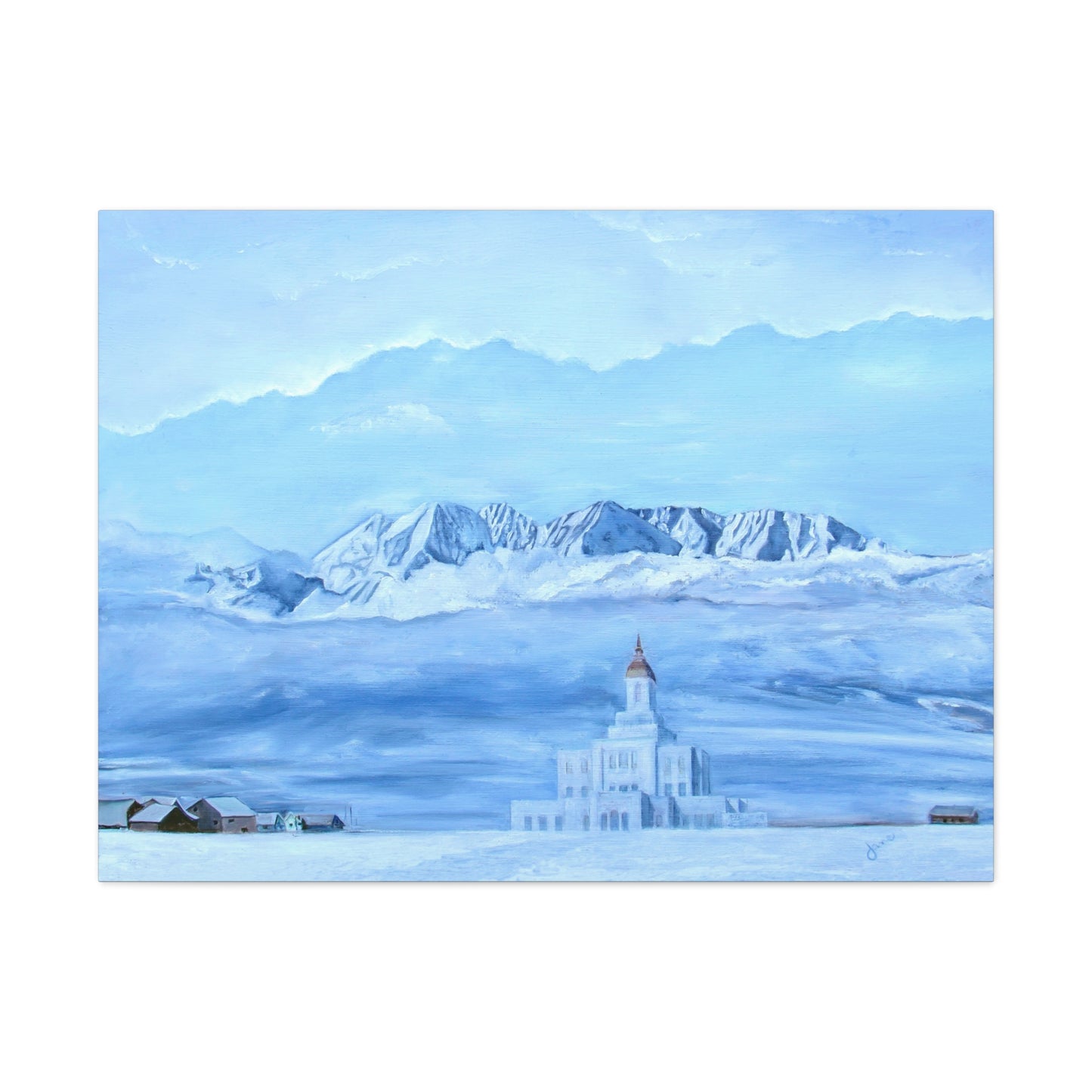 Canvas Gallery Wrap--Deseret Peak Temple--Hope in the Bleak of Winter, by Jane Autry