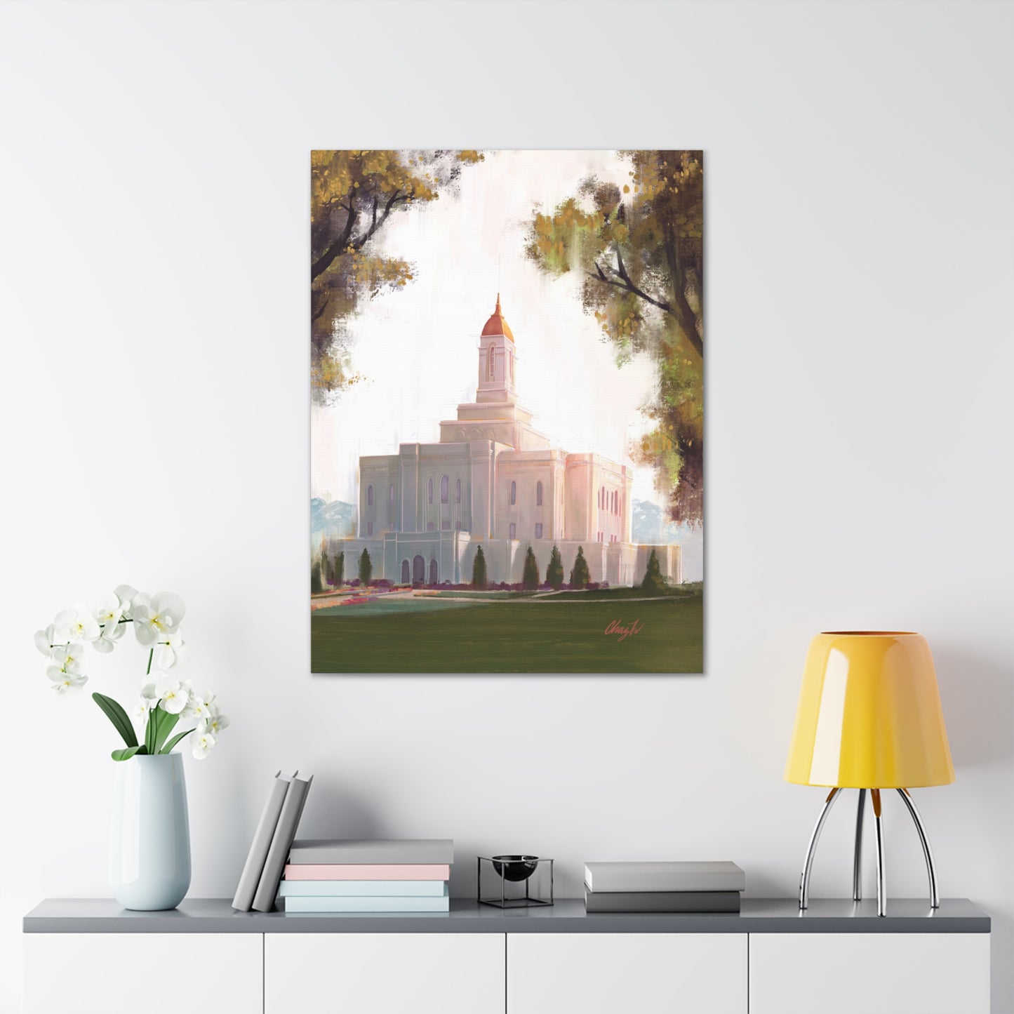 Canvas Gallery Wrap--Deseret Peak Temple--Golden, by Chaz Walgamott