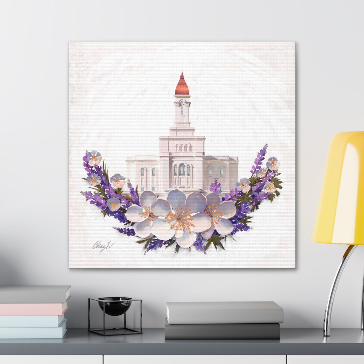 Canvas Gallery Wrap--Deseret Peak Temple--Floral Wreath, by Chaz Walgamott