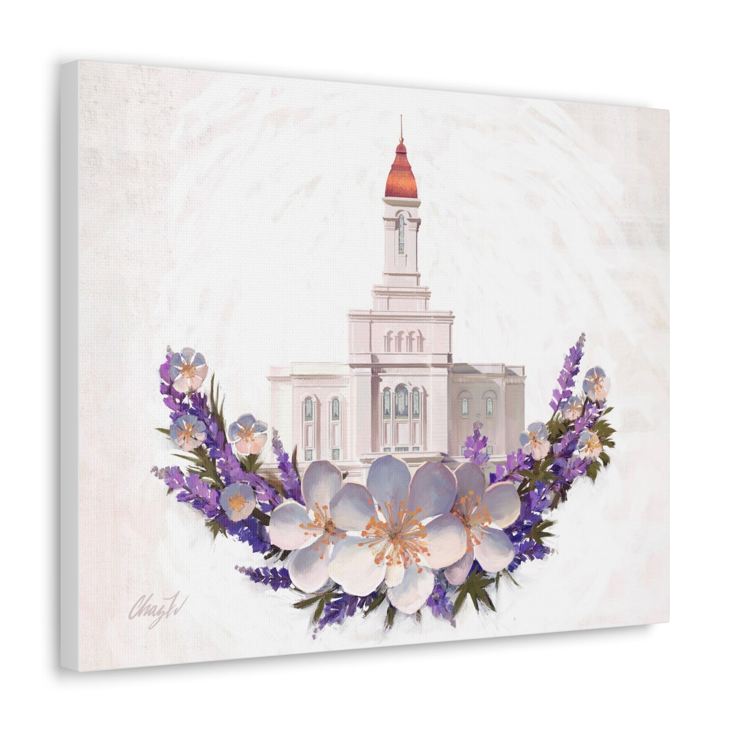 Canvas Gallery Wrap--Deseret Peak Temple--Floral Wreath, by Chaz Walgamott