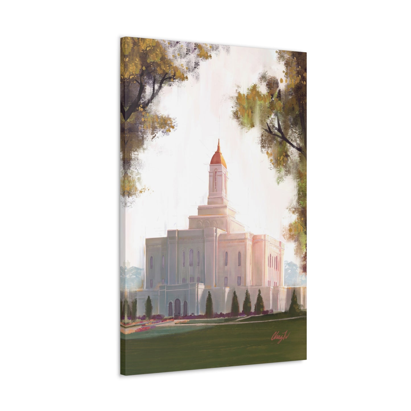 Canvas Gallery Wrap--Deseret Peak Temple--Golden, by Chaz Walgamott