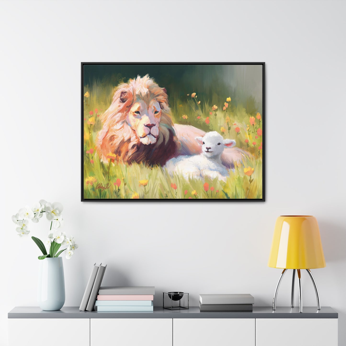 Stretched Canvas Print in Wood Frame--The Lamb and the Lion, by Chaz Walgamott