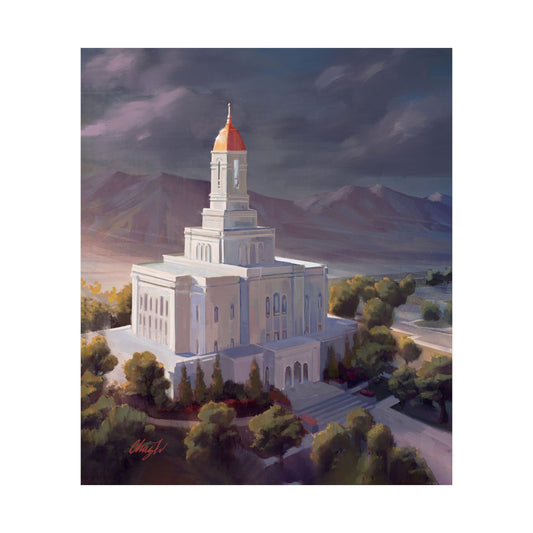 Premium Matte Paper Print, Deseret Peak Temple, After the Storm, by Chaz Walgamott