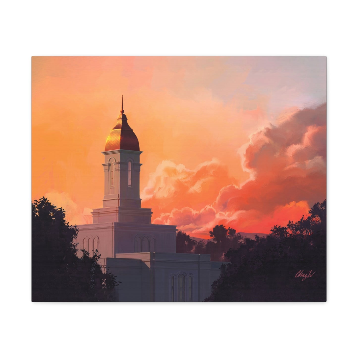 Canvas Gallery Wrap--Deseret Peak Temple--Sunset, by Chaz Walgamott