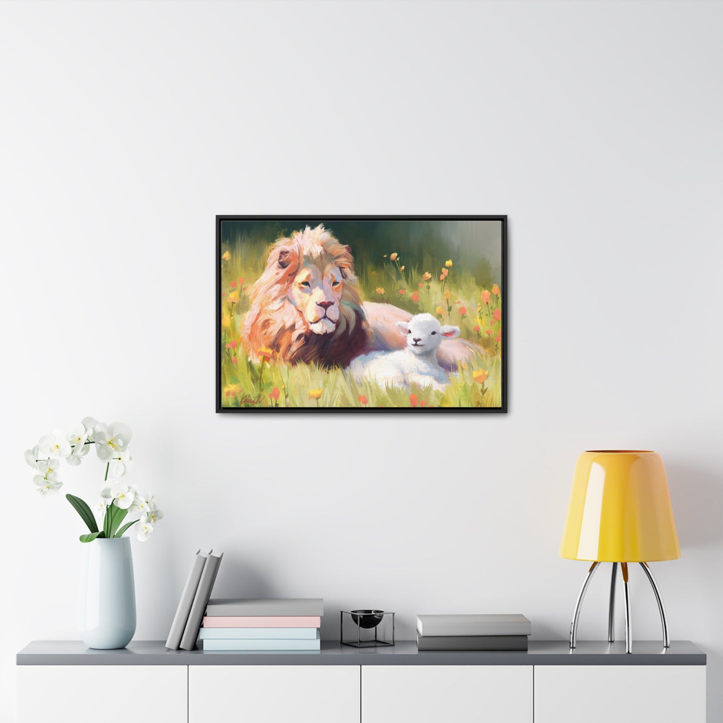 Stretched Canvas Print in Wood Frame--The Lamb and the Lion, by Chaz Walgamott