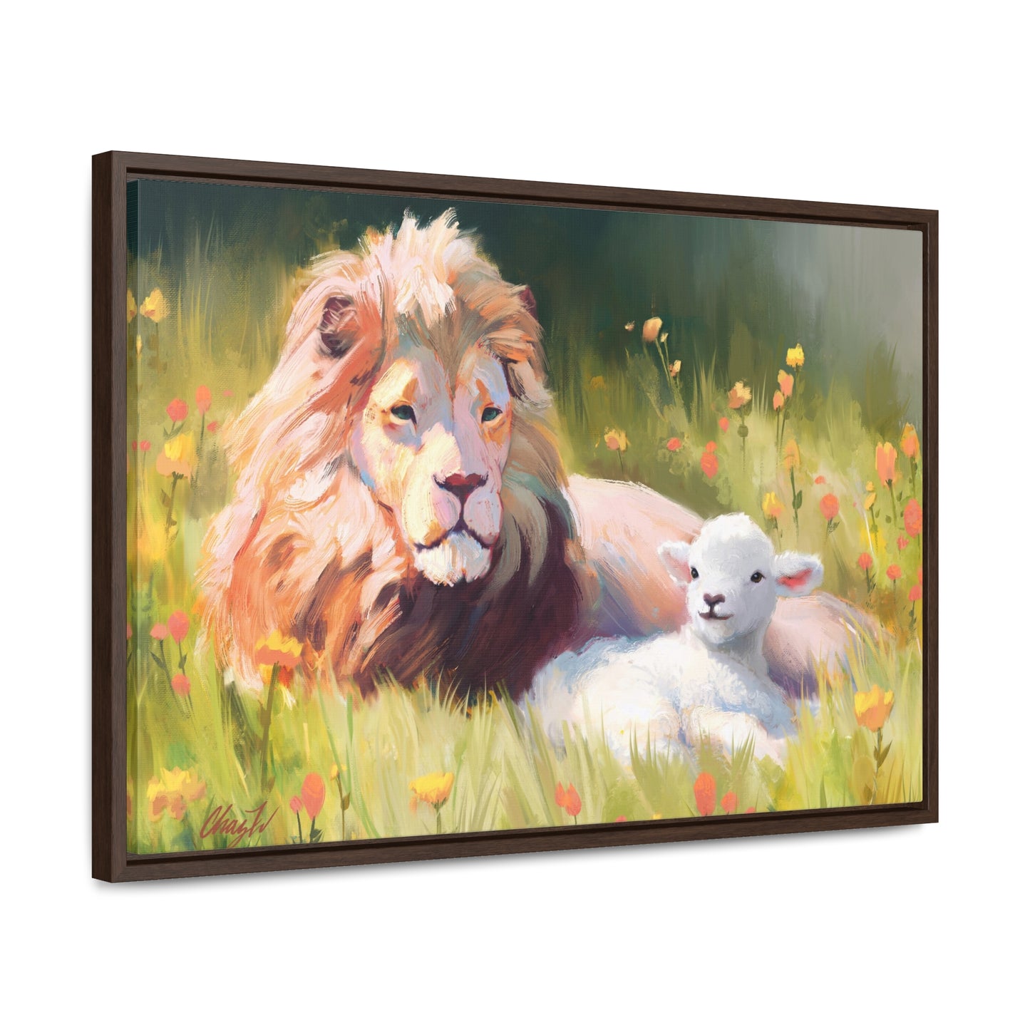 Stretched Canvas Print in Wood Frame--The Lamb and the Lion, by Chaz Walgamott