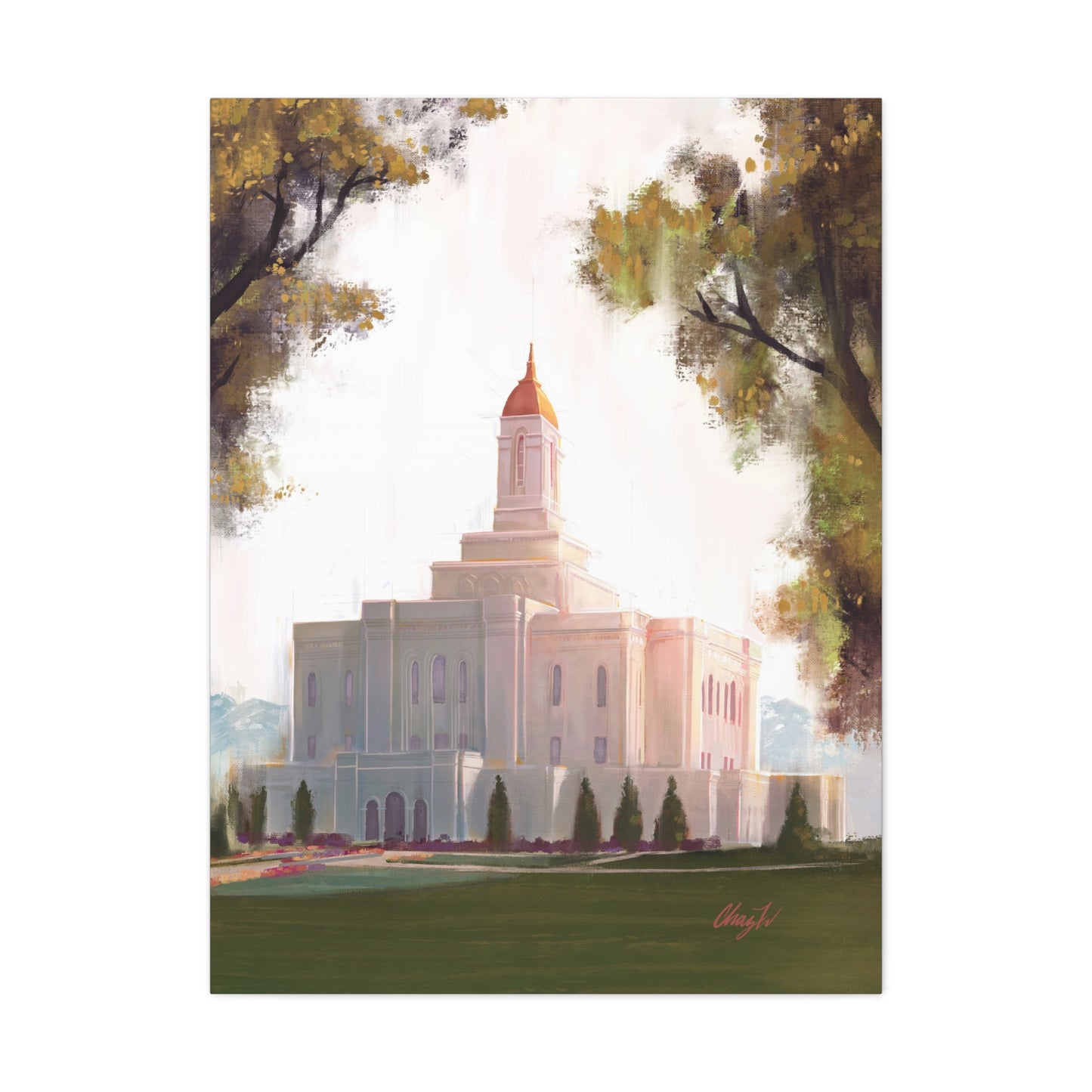 Canvas Gallery Wrap--Deseret Peak Temple--Golden, by Chaz Walgamott