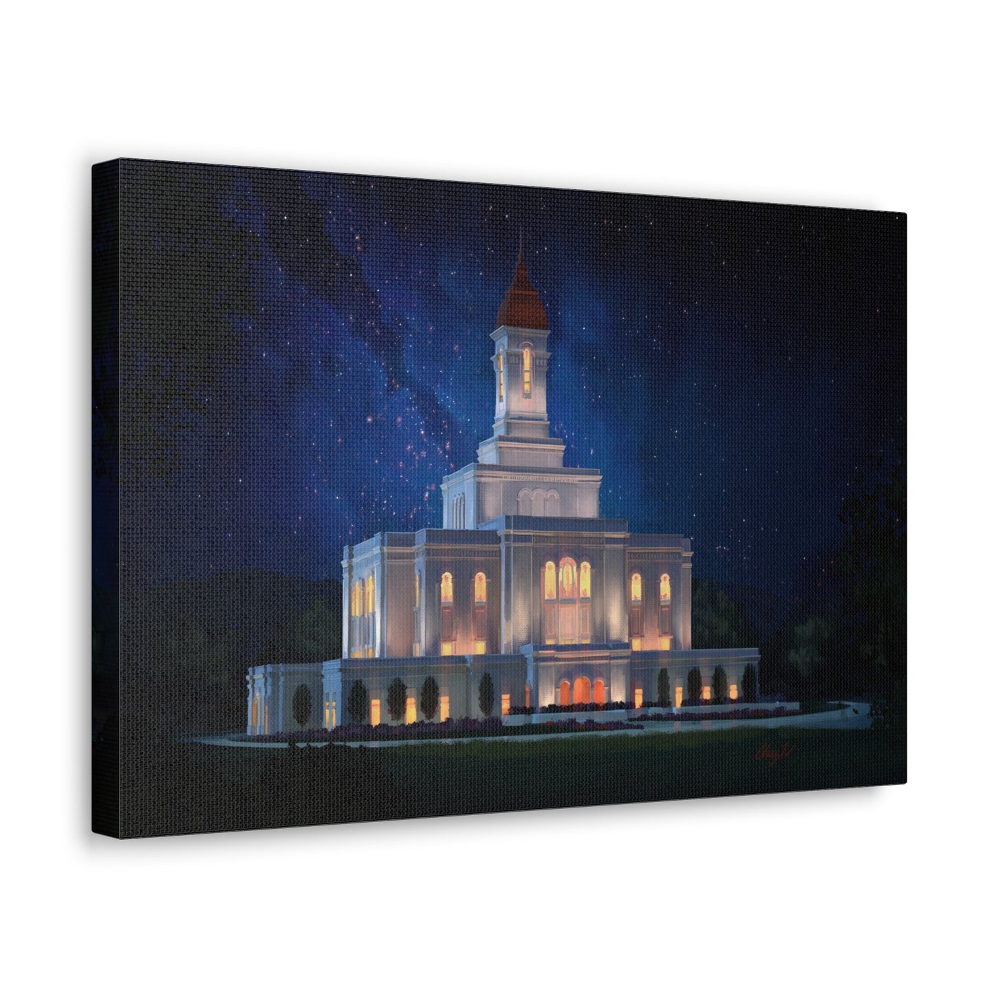 Canvas Gallery Wrap--Deseret Peak Temple--Night Sky, by Chaz Walgamott