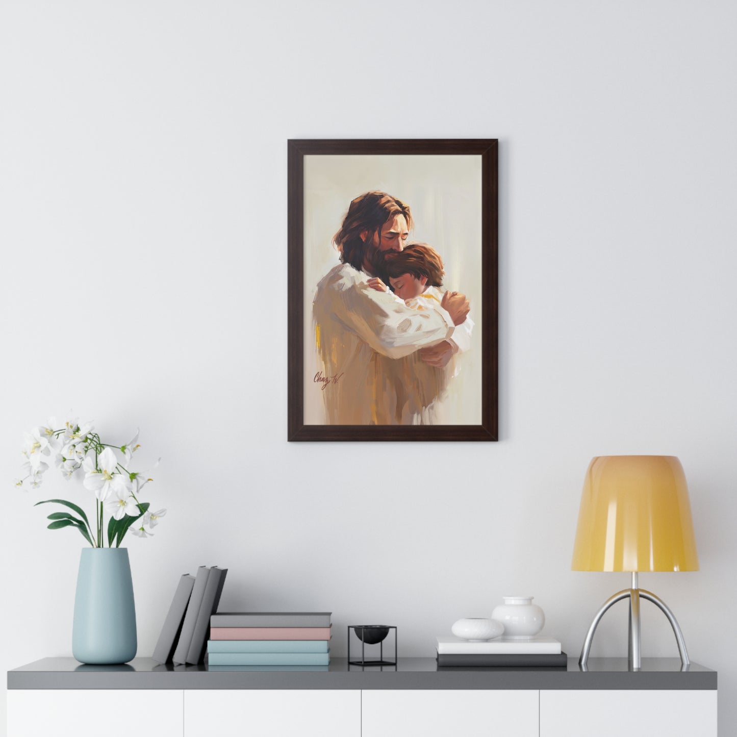 Framed Matte Print, Encircled in His Everloving Arms, by Chaz Walgamott