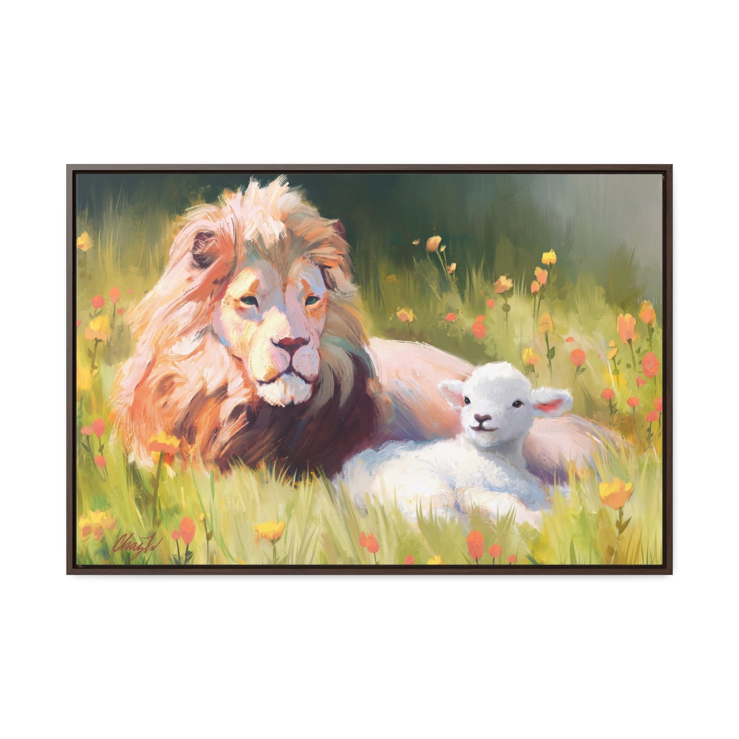 Stretched Canvas Print in Wood Frame--The Lamb and the Lion, by Chaz Walgamott