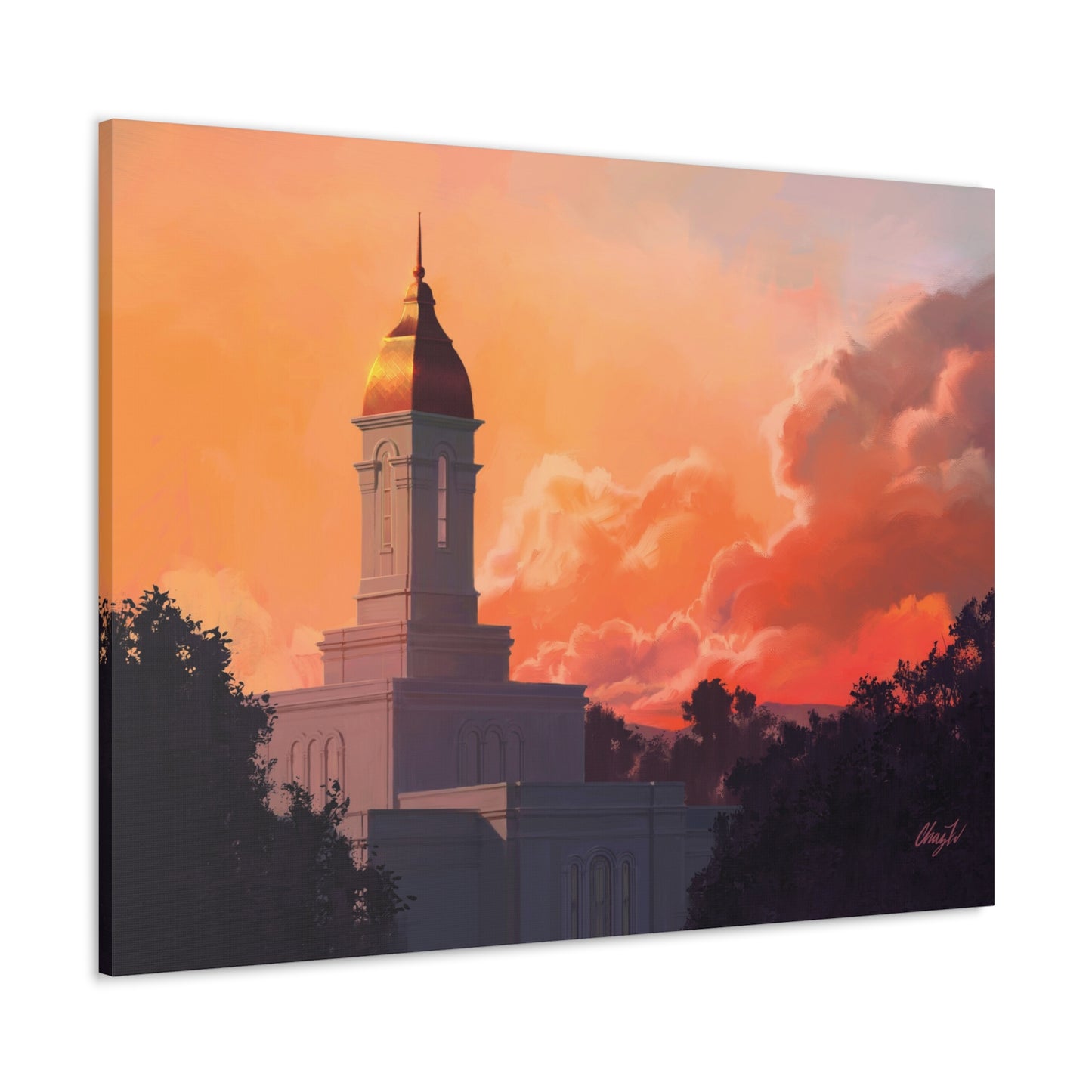 Canvas Gallery Wrap--Deseret Peak Temple--Sunset, by Chaz Walgamott