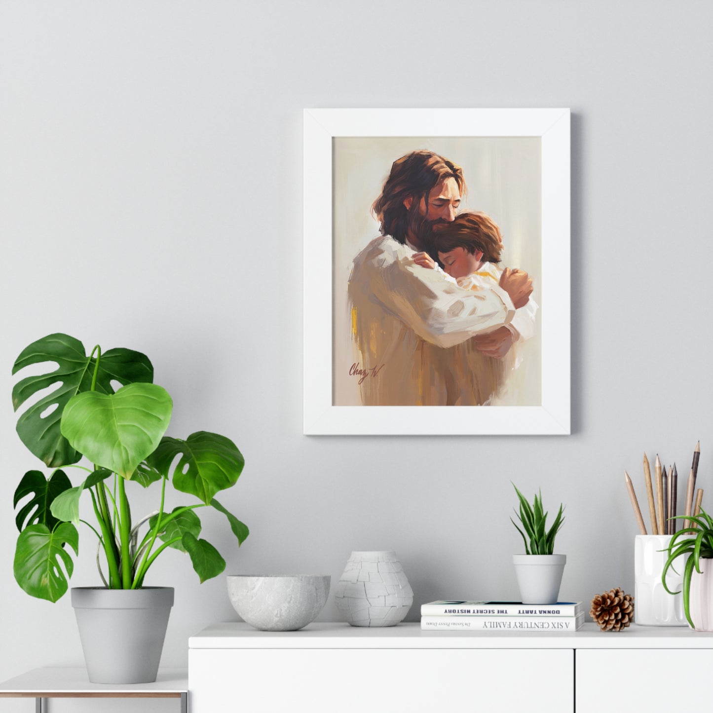 Framed Matte Print, Encircled in His Everloving Arms, by Chaz Walgamott