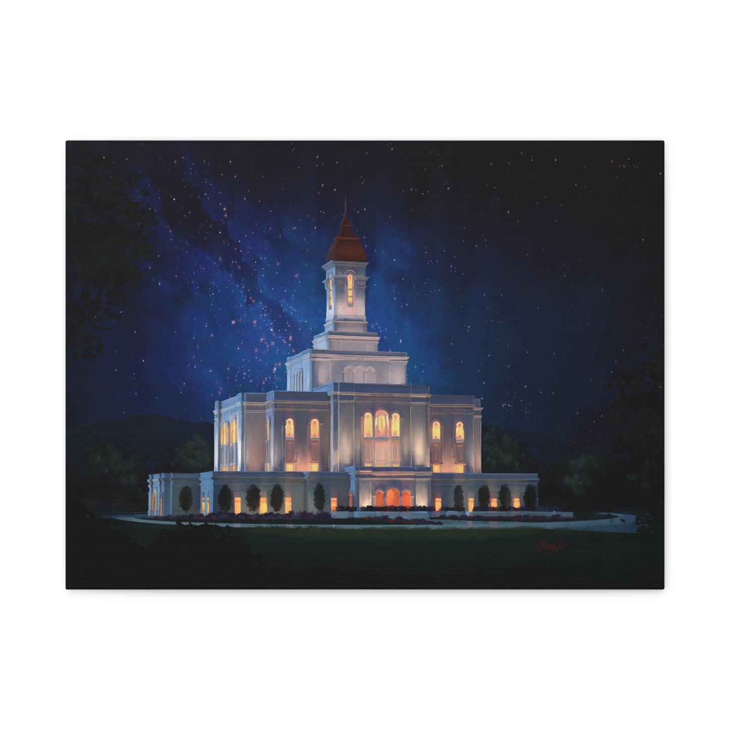 Canvas Gallery Wrap--Deseret Peak Temple--Night Sky, by Chaz Walgamott