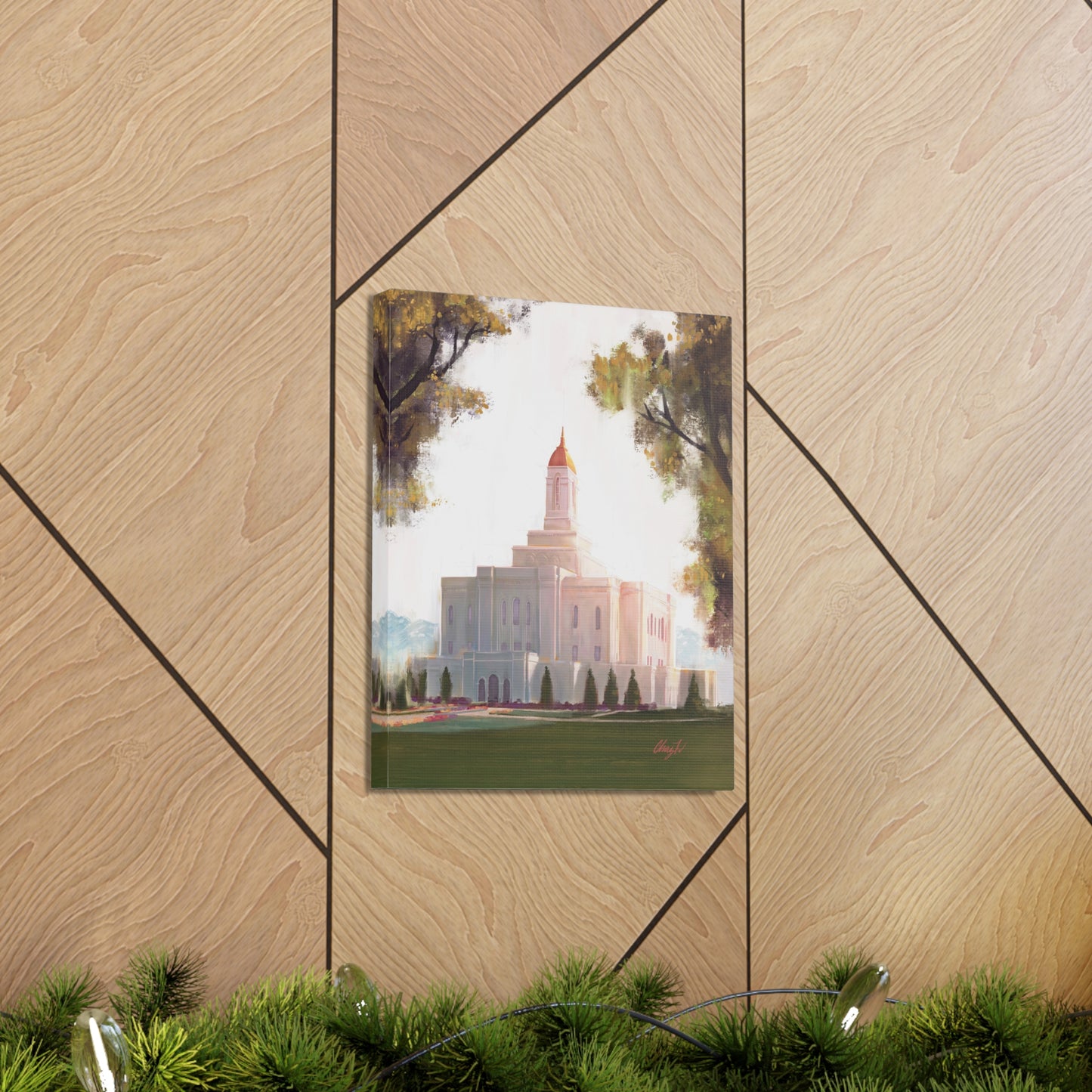 Canvas Gallery Wrap--Deseret Peak Temple--Golden, by Chaz Walgamott