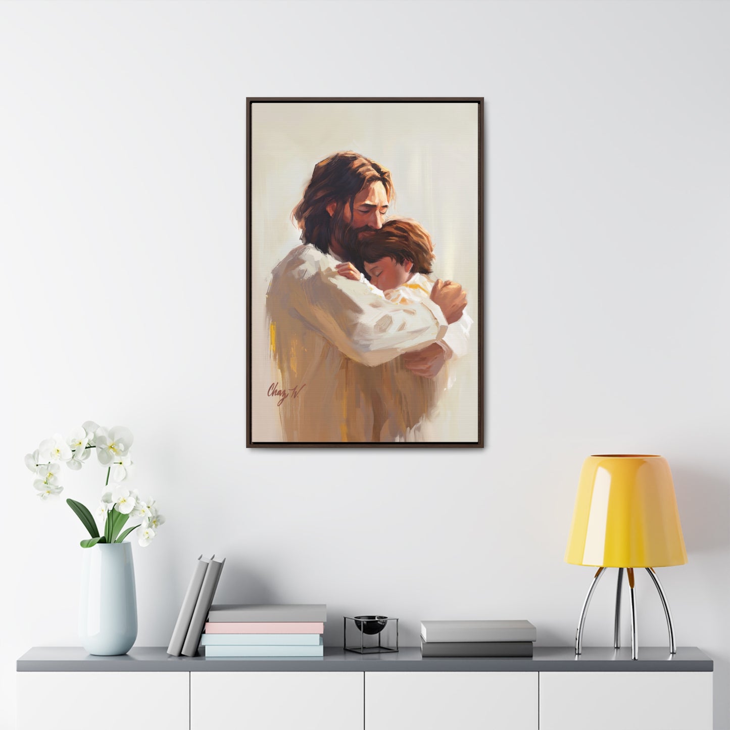 Framed canvas Wrap, Encircled in His Ever-Loving Arms, by Chaz Walgamott