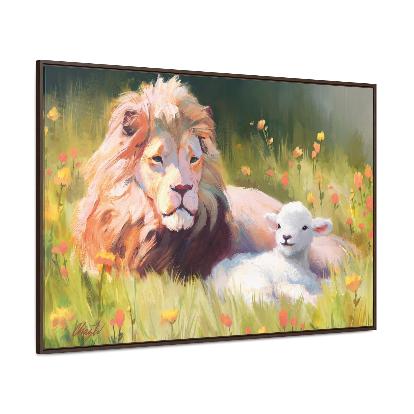 Stretched Canvas Print in Wood Frame--The Lamb and the Lion, by Chaz Walgamott