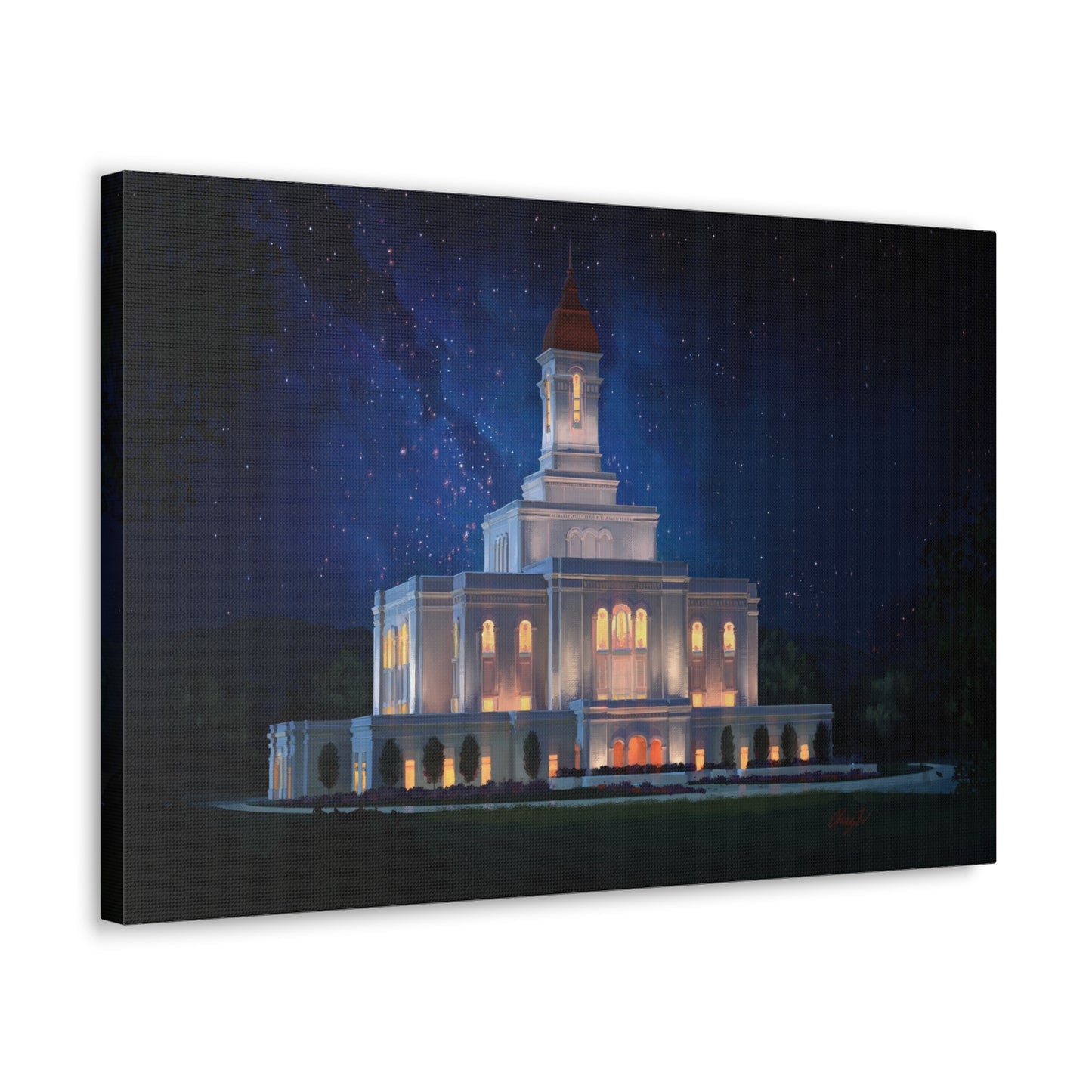 Canvas Gallery Wrap--Deseret Peak Temple--Night Sky, by Chaz Walgamott