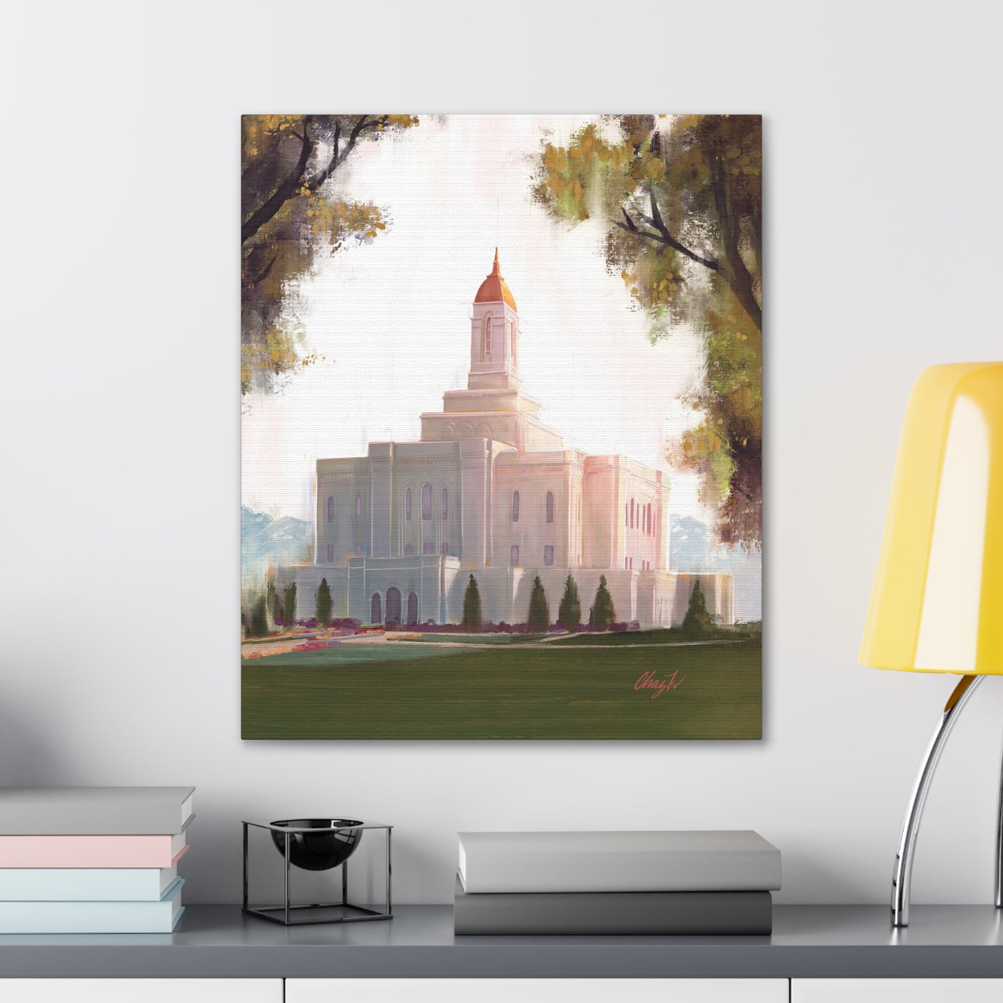 Canvas Gallery Wrap--Deseret Peak Temple--Golden, by Chaz Walgamott