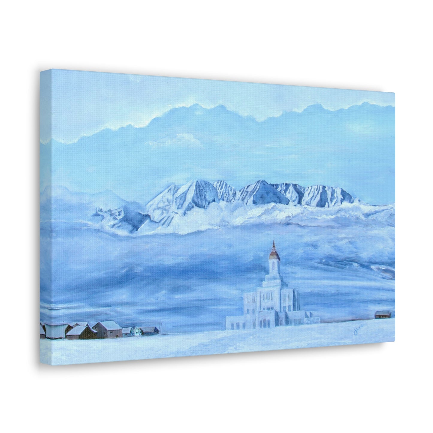 Canvas Gallery Wrap--Deseret Peak Temple--Hope in the Bleak of Winter, by Jane Autry