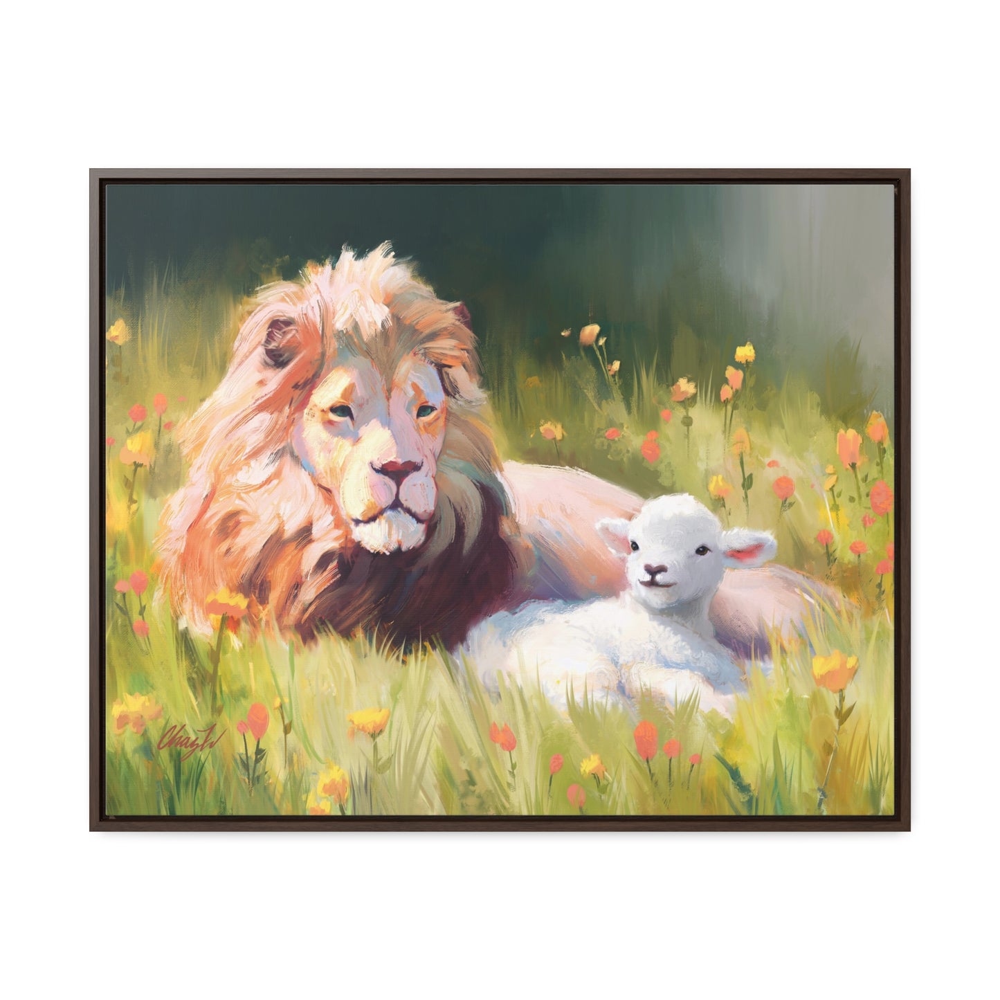 Stretched Canvas Print in Wood Frame--The Lamb and the Lion, by Chaz Walgamott