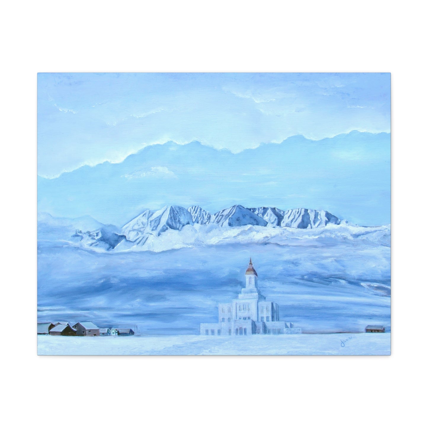 Canvas Gallery Wrap--Deseret Peak Temple--Hope in the Bleak of Winter, by Jane Autry