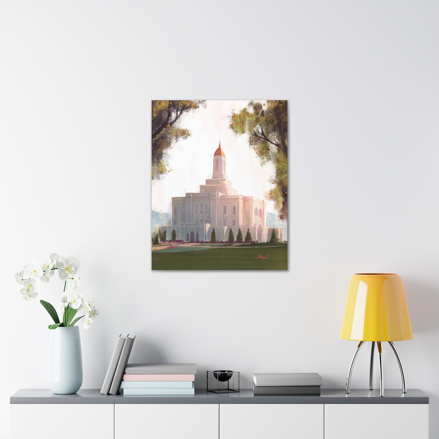 Canvas Gallery Wrap--Deseret Peak Temple--Golden, by Chaz Walgamott